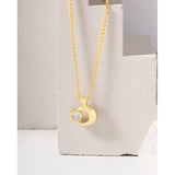 925 Silver Star Moon Zircon Necklace Chain Jewelry