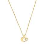 925 Silver Star Moon Zircon Necklace Chain Jewelry