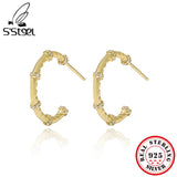 925 Silver Textured Zircon Earrings for Women