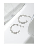 925 Silver Textured Zircon Earrings for Women