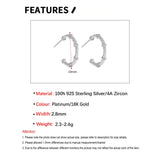 925 Silver Textured Zircon Earrings for Women