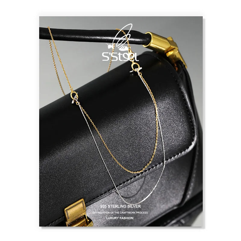 925 Silver Double-layer Chain Necklace for Women