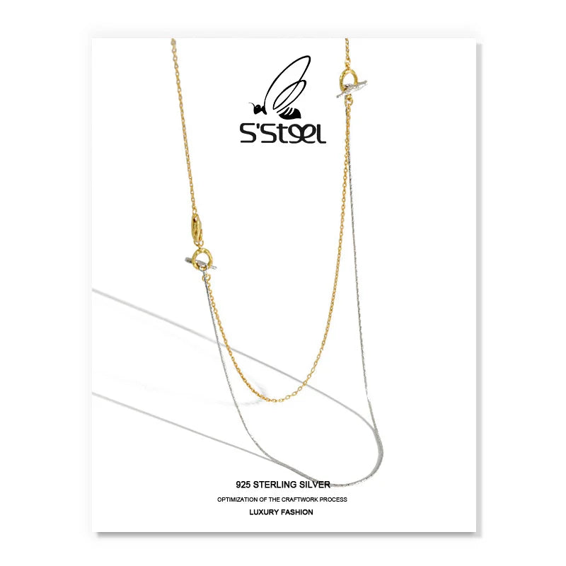925 Silver Double-layer Chain Necklace for Women