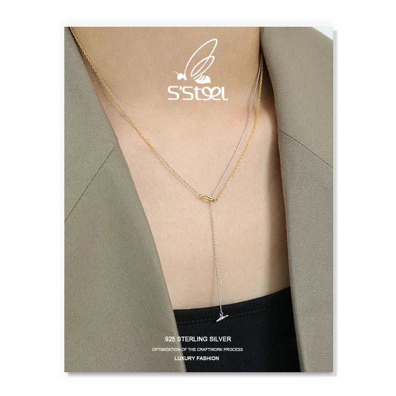 925 Silver Double-layer Chain Necklace for Women