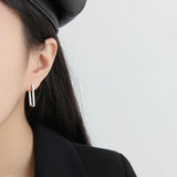 925 Silver Square Piercing Hoop Earrings for Women