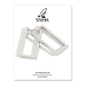 925 Silver Square Piercing Hoop Earrings for Women