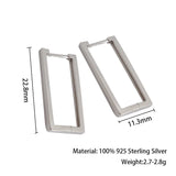 925 Silver Square Piercing Hoop Earrings for Women