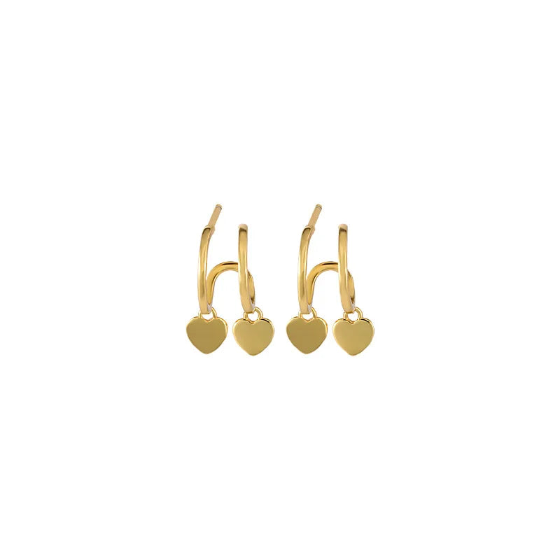 Sterling Silver Heart Stud Earrings - Love Gift for Women