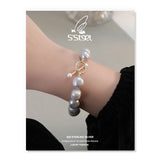 Sterling Silver 925 Bracelet Shell Pearl Gift Women Fine Jewellery