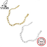 S'STEEL Minimalist Bracelet Women 925 Silver Chain Punk Geometric Fine Jewelry