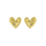 Minimalist Heart Texture Stud Earrings 925 Sterling Silver Style Jewelry