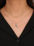 925 Silver Star Moon Necklace Double Layer Pendant