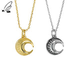 Moon Pendant 925 Sterling Silver Necklace for Women Gothic Jewelry