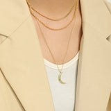 925 Sterling Silver Moon Necklace for Women Minimalist Long Pendant Necklace