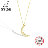 925 Sterling Silver Moon Necklace for Women Minimalist Long Pendant Necklace