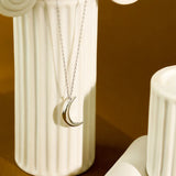 925 Sterling Silver Moon Necklace for Women Minimalist Long Pendant Necklace