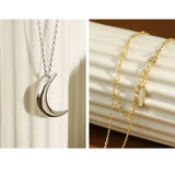 925 Sterling Silver Moon Necklace for Women Minimalist Long Pendant Necklace