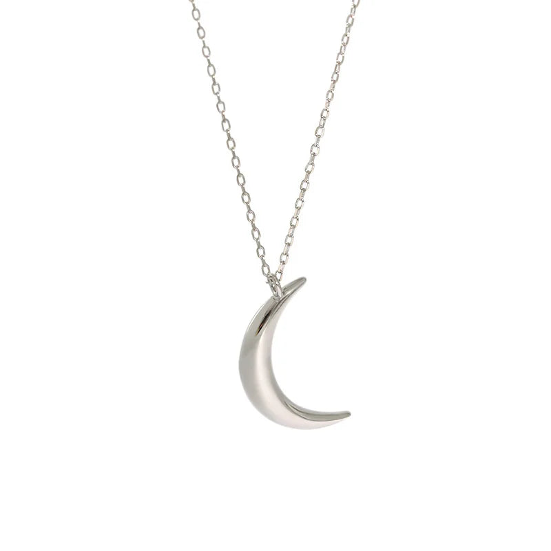 925 Sterling Silver Moon Necklace for Women Minimalist Long Pendant Necklace