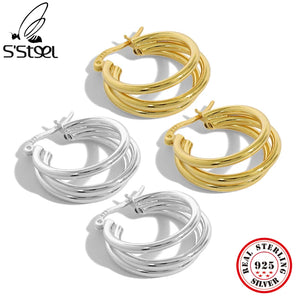 S'STEEL Multi-layer Hoop Earrings Sterling Silver 925 Gift For Women