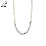 S'STEEL Freshwater Pearl Necklace Sterling Silver 925 Women Clavicle Chain