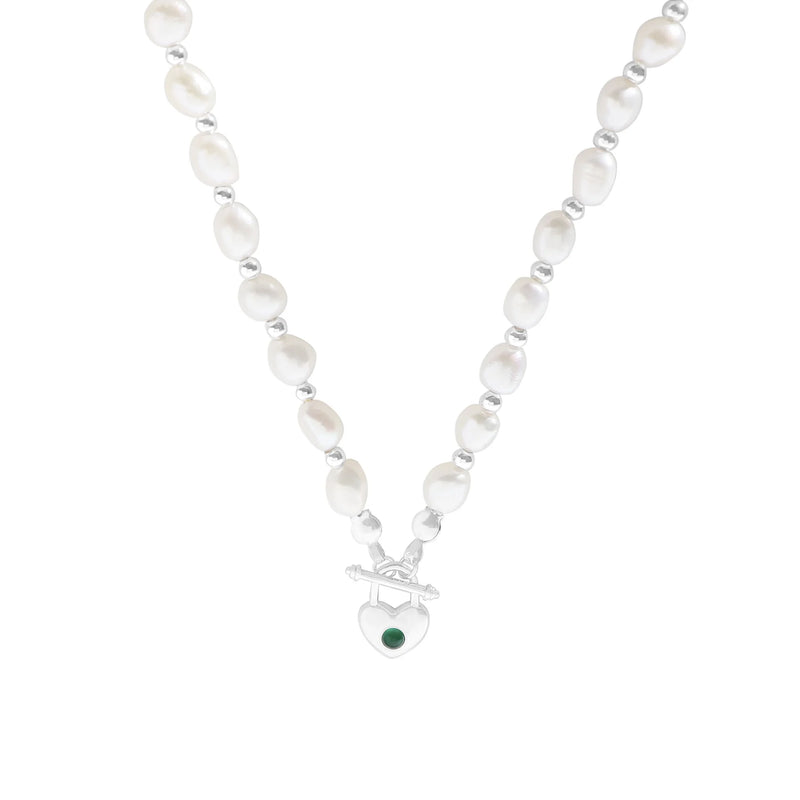 S'STEEL Pearl Heart Necklace 925 Sterling Silver Vintage Jewelry