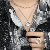 925 Silver Bead Chain Necklace for Women Geometric Choker Gift Jewelry