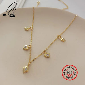 925 Sterling Silver Choker Chain Zircon Gothic Dainty Necklace Pendant