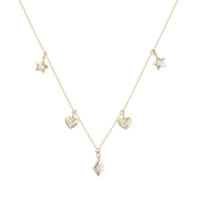 925 Sterling Silver Choker Chain Zircon Gothic Dainty Necklace Pendant
