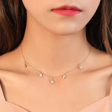 925 Sterling Silver Choker Chain Zircon Gothic Dainty Necklace Pendant