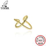 Minimalist X-shaped Clip On Earrings 925 Sterling Silver Jewelry