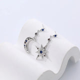 S'STEEL 925 Silver Zircon Star Moon Earrings Dangle Christmas Jewelry
