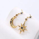 S'STEEL 925 Silver Zircon Star Moon Earrings Dangle Christmas Jewelry