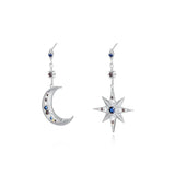 S'STEEL 925 Silver Zircon Star Moon Earrings Dangle Christmas Jewelry