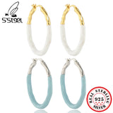 S'STEEL Enamel Hoop Earrings 925 Sterling Silver Jewelry