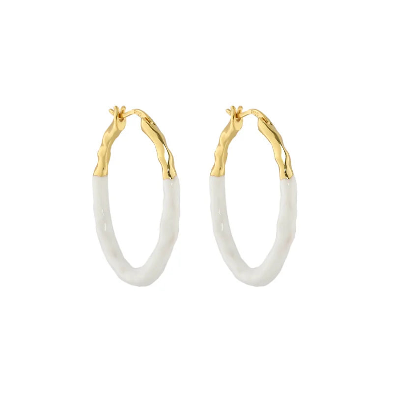 S'STEEL Enamel Hoop Earrings 925 Sterling Silver Jewelry