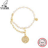 S'STEEL Pearl Bracelets Sterling Silver 925 Portrait Pendants Bracelet