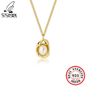 S925 Sterling Silver Pearl Pendant Necklace for Women