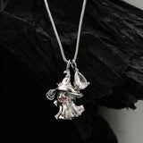 S925 Silver Zircon Witch Necklace Personalized Pendant