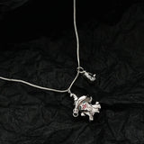 S925 Silver Zircon Witch Necklace Personalized Pendant