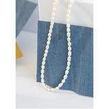 925 Silver Chain Necklace Freshwater Pearls Choker Gothic Charms Anniversary