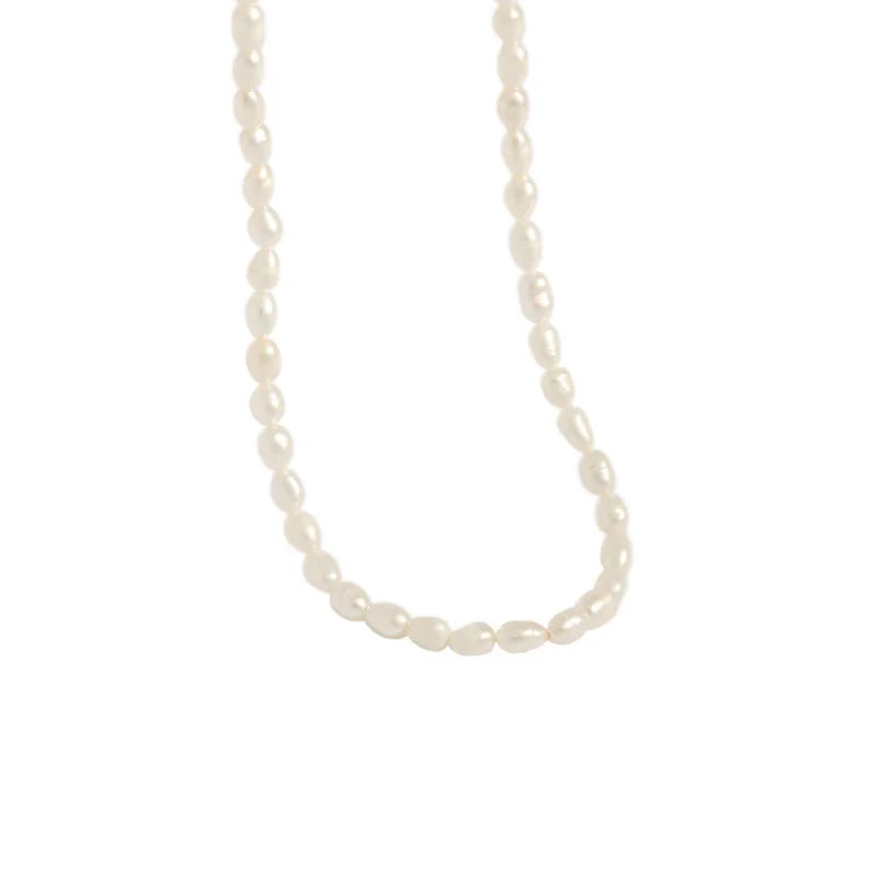 925 Silver Chain Necklace Freshwater Pearls Choker Gothic Charms Anniversary