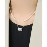 925 Silver Chain Necklace Freshwater Pearls Choker Gothic Charms Anniversary