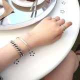 925 Silver Twisted Rope Tube Bangle Bracelet for Women