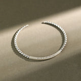925 Silver Twisted Rope Tube Bangle Bracelet for Women