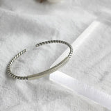 925 Silver Twisted Rope Tube Bangle Bracelet for Women