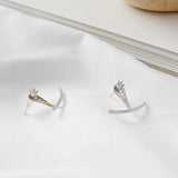 S'STEEL Pure Silver 925 Minimalist Earrings Zircon Wedding Accessories