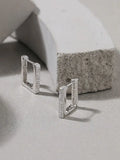 925 Silver Hoop Earrings with Zircon for Women's Party