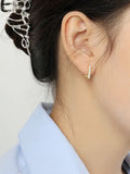 925 Silver Hoop Earrings with Zircon for Women's Party