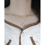 S'STEEL Round Card Zircon Necklace Sterling Silver S925 Chains Necklaces Y2K