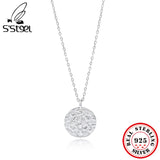 S'STEEL Round Card Zircon Necklace Sterling Silver S925 Chains Necklaces Y2K